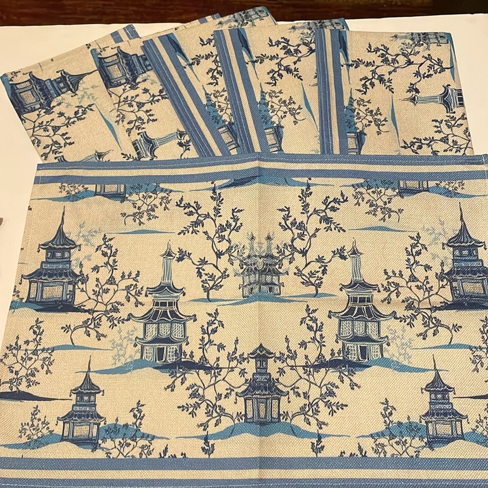 6 placemats chinoiseri vintage Chinese